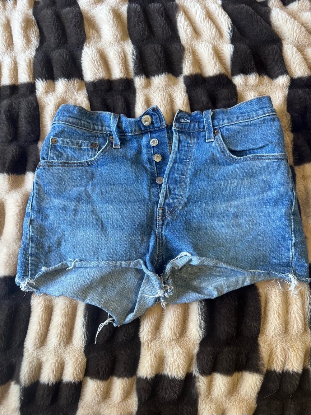 Levi's Blue Button-Front Cutoff Denim Shorts
